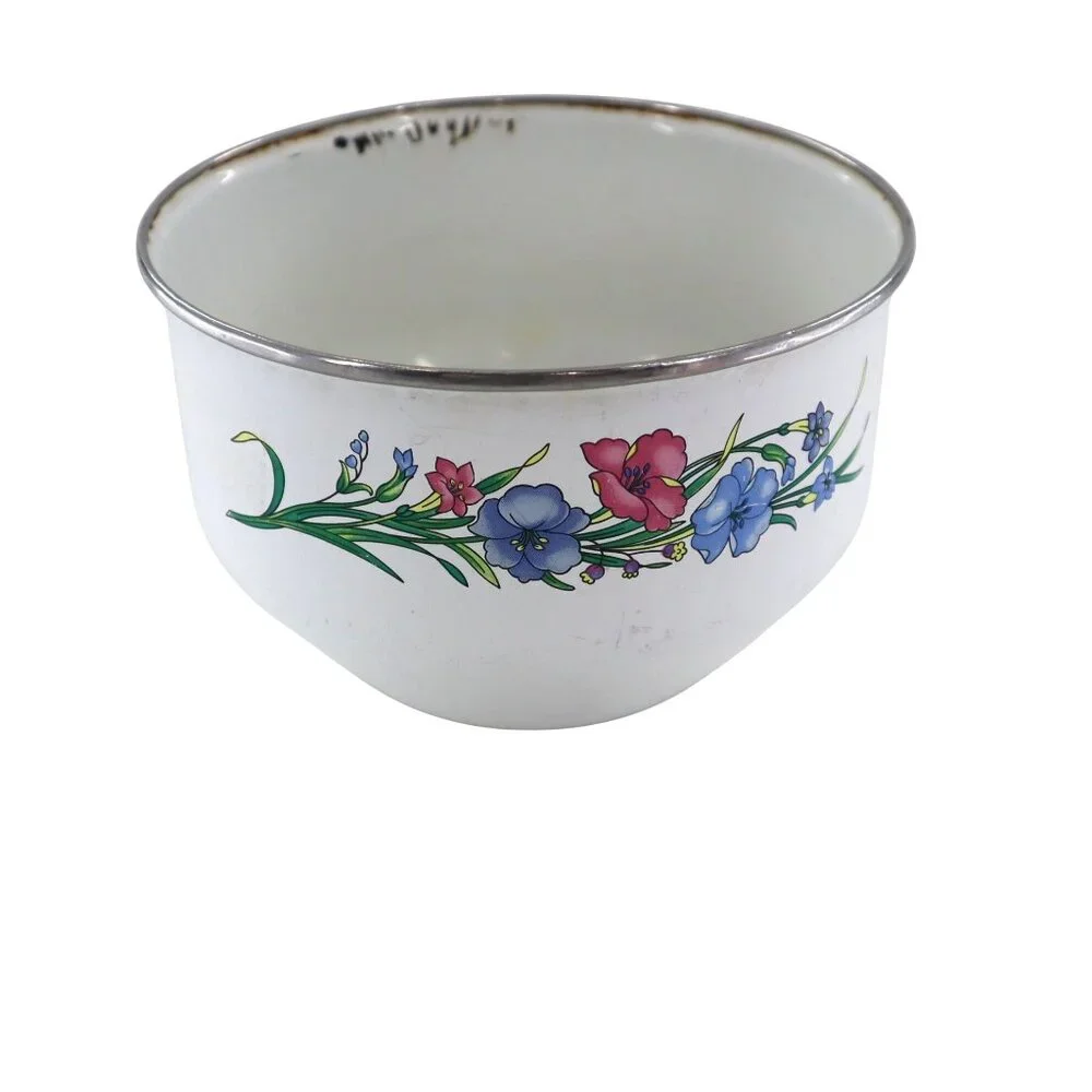 Vintage Kitchen Mixing Bowl White Grannycore Retro Nostalgic Country Cottagecore